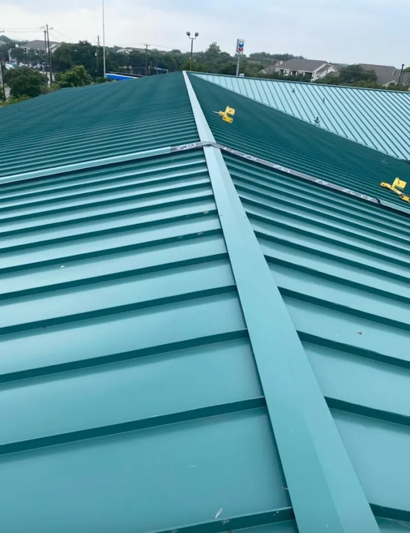 Green commercial metal roof ridge and valley for Metal Roof Repair in Brazil